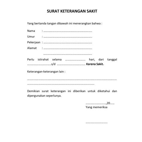 Contoh Surat Sakit Dari Klinik Contoh Surat Resmi