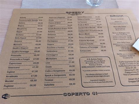 Menu Da Speedy Pizza Food Pizzeria Intra