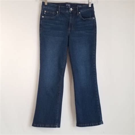 Chaps Mid Rise Crop Kick Jeans Womens Size 6 28 Stretch Blue Denim Ebay