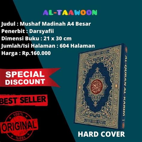 Jual Mushaf Madinah Al Quran Al Karim A4 Rasm Utsmani Besar Darsyafii