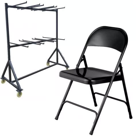 Lot De Chaises En M Tal Noir Chariot Pour Chaises Pliantes