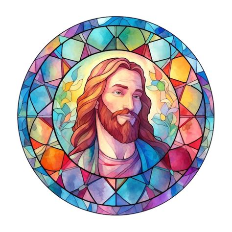 Premium Photo A Watercolor Painting Of Jesus In A Stained Glass Window