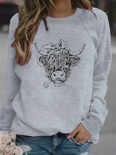 Graphic Print Sweatshirt Casual Long Sleeve Crew Neck Temu Australia