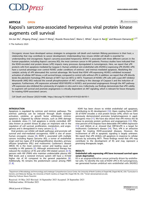 Pdf Kaposis Sarcoma Associated Herpesvirus Viral Protein Kinase