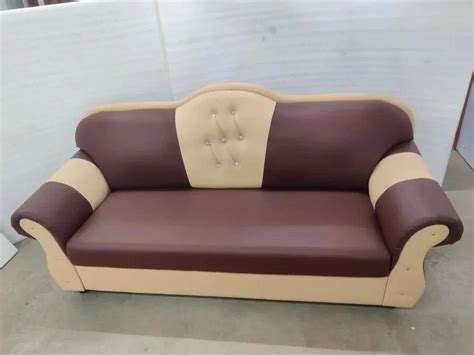 Rexin Brown Teak Wood Three Seater Wooden Sofa At Rs 10000 Piece In