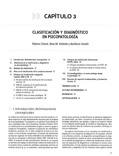 Manual de Psicopatología capitulo 3 parte 1 CAPITULO 3 CLASIFICACIÓN