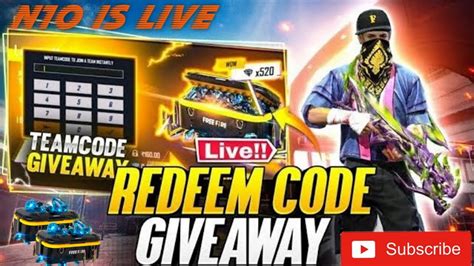 Free Fire Live Redeem Code Giveaway Custom Code Giveaway Live Ff