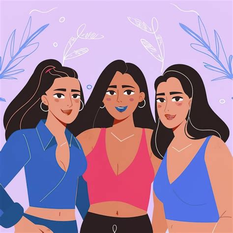 Ilustración vectorial 2D coloridas chicas geniales Vector Premium