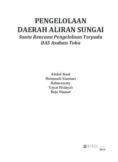 Pengelolaan Daerah Aliran Sungai Suatu Rencana Pengelolaan Terpadu Das