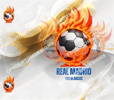 Real Madrid Soccer Football Sublimation Tumbler Wrap Sublimation Design