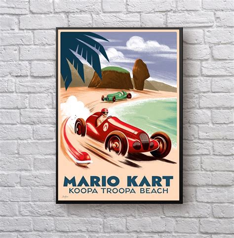 Mario Kart Retro Poster Video Game Poster Poster Cover Game Etsy