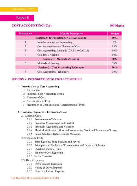 P8 Notes The Institute Of Cost Accountants Of India CMA Syllabus