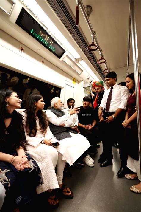 Prime Minister Narendra Modi Travels In Delhi Metro