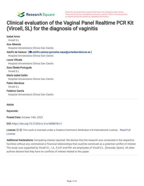 Pdf Clinical Evaluation Of The Vaginal Panel Realtime Pcr Kit