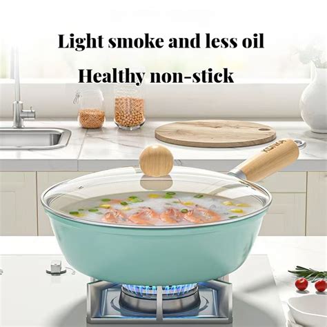 ceramic  stick pan frying pan flat bottomed pan  lid  spout
