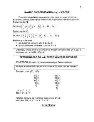 Máximo divisor comum PDF Download Gratuito