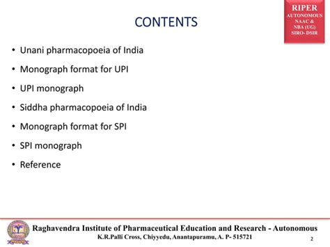 Monographs Of Herbal Drugs Siddha And Unani Pharmacopeia Ppt