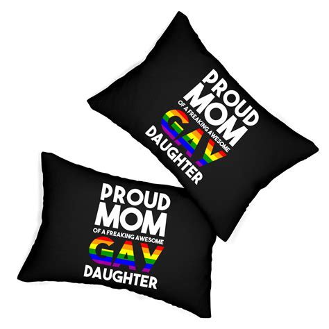 Lgbtq Proud Mom Of A Gay Daughter Lgbtq Ally Free Mom Hugs Lumbar Pillows