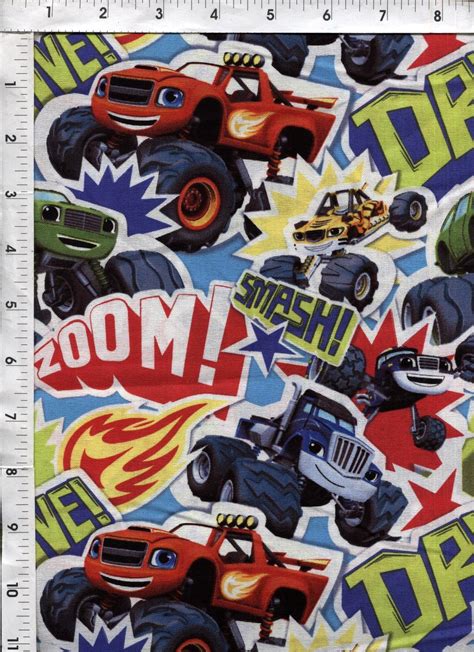 Springs Nickelodeon Blaze Zoom Monster Truck Fabric