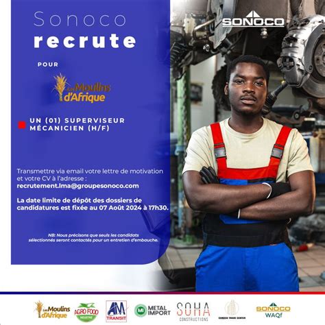 Sonoco Recrute Superviseur Mecanicien H F Y A Bara Offres D Emplois