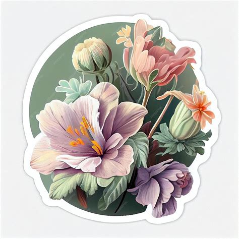 Premium Photo | Abstract aesthetic flower sticker digital illustration ai