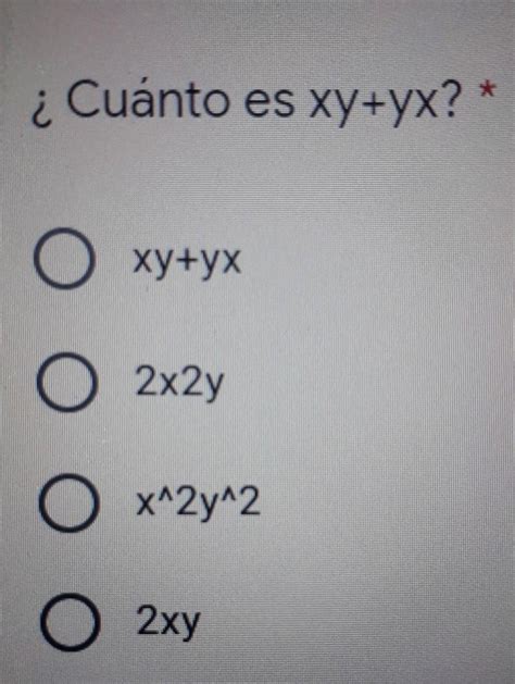 Cuanto Es Yx Xy Brainly Lat