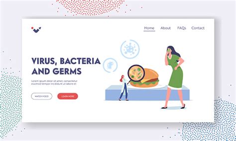 Virus Bakteri Dan Kuman Dalam Template Halaman Arahan Makanan Yang Terkontaminasi Karakter