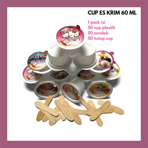 Jual Cup Ice Cream 60 Ml Plastik Cup Es Krim Plastik Putih Cup Es Cup Plastik Shopee Indonesia