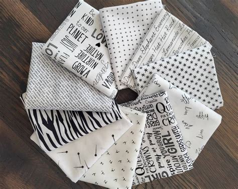 Black And White Fat Quarters Fabric Bundle Of 10 Assorted Quality