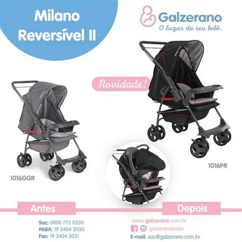 Carrinho Bebê Milano Reversivel II Galzerano Grafite 1016GGR Passeio