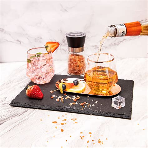 Buy Luoda Rose Gold Diamond Shaped Plastic Stemless Wine Glasses Set Of