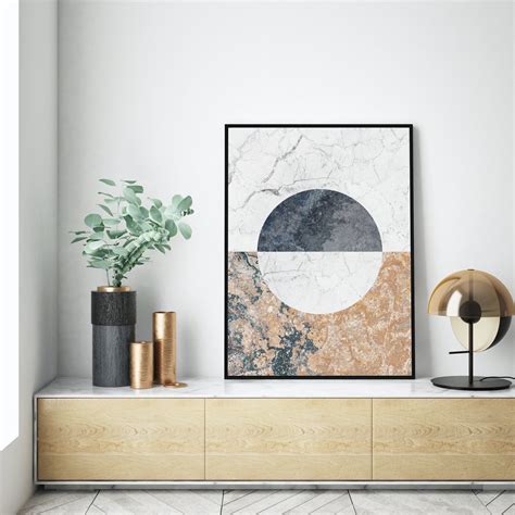 Japandi Wall Art Minimal Grey And Beige Circle Art Print Textured