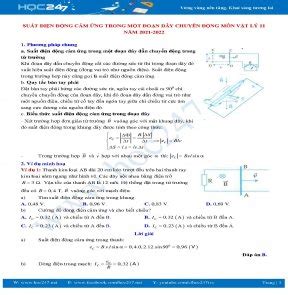 Suất điện động cảm ứng trong một đoạn dây chuyển động môn Vật Lý 11 năm