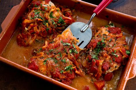 Greek Baked Fish With Tomatoes and Onions Recipe - NYT Cooking