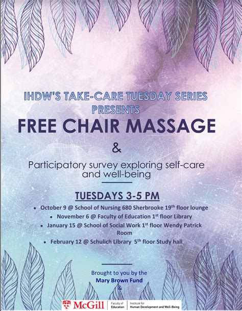 Free Chair Massage And Participatory Survey Exploring Self Care And Well