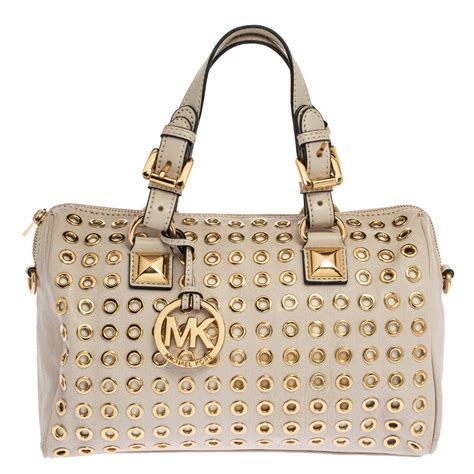 Michael Michael Kors Cream Leather Grayson Grommet Satchel Michael