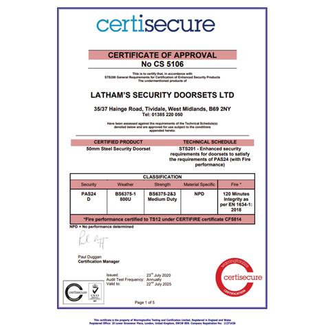 Security PAS24 Fire Rated Door (Dual-Certified) | Latham's Steel Door