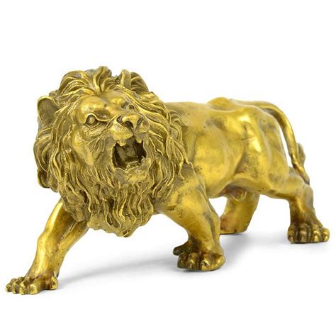 Large Brass Lion Sculpture Figurine Sculpture Art And Collectibles