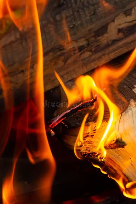 Queimaduras De Fogo Entre Chamas Queimadas Laranja Vermelho Foto De