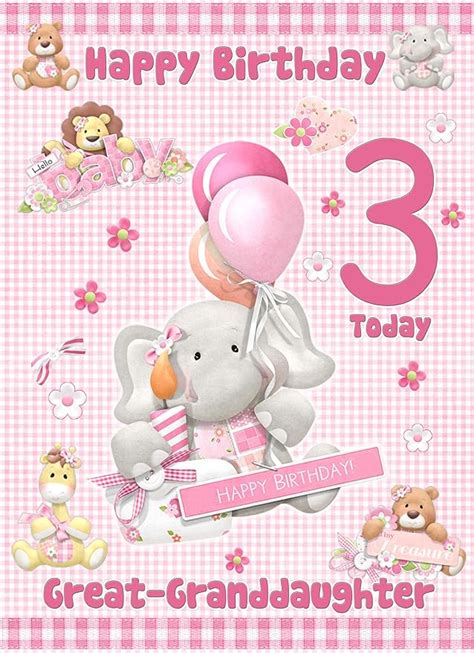 Great Granddaughter 3rd Birthday Card Uk Stationery