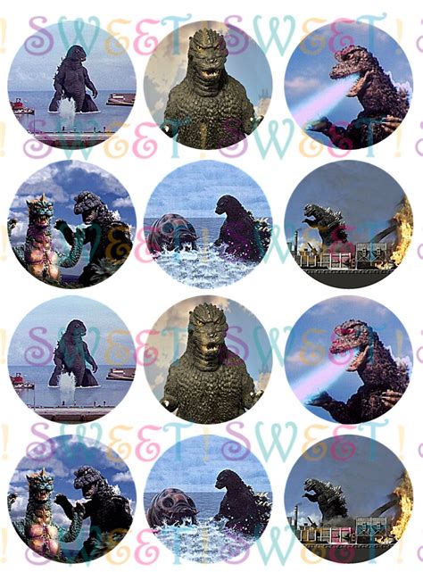 Edible Classic Godzilla Cupcake Cookie And Oreo Toppers Wafer Paper Or Frosting Sheet Etsy