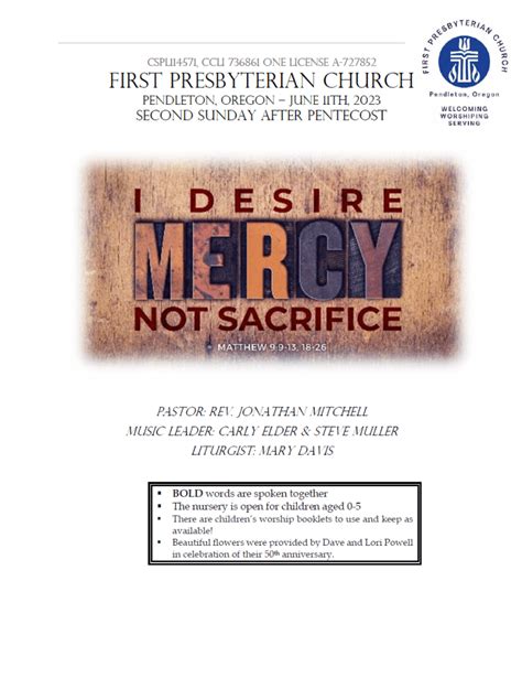 WORSHIP SERVICE JUNE 11TH 2023 First Presbyterian Church Of Pendleton