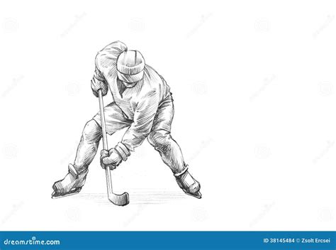 Hand-drawn Sketch, Pencil Illustration Of An Ice Hockey Player Stock ...