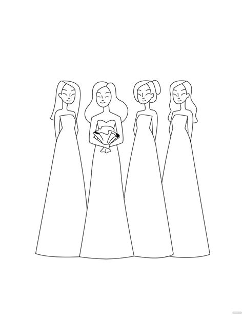 Bridesmaid Coloring Page in Illustrator, EPS, JPG, PNG, SVG - Download | Template.net