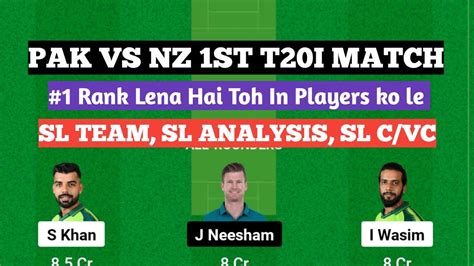 Pak Vs Nz Dream11 Team Pak Vs Nz Dream11 Team Prediction Pak Vs Nz