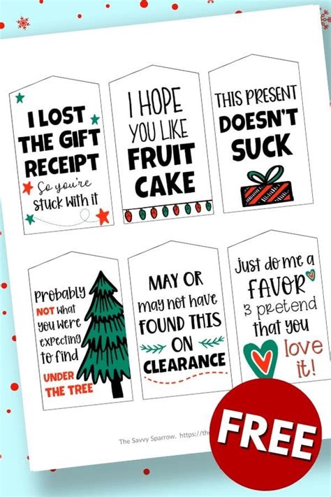 Free Printable Funny Christmas Gift Tags The Savvy Sparrow