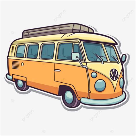 Cartoon Logo Vw Bus Vector Illustration Ilustraço Bus Sticker PNG