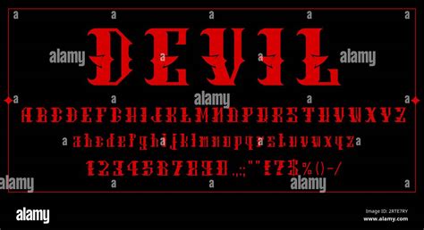 Fuente del diablo tipografía demonio o letras malvadas rojas