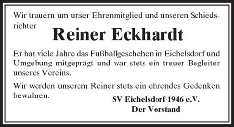 Traueranzeigen Von Reiner Eckhardt Vrm Trauer De