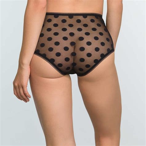 Culotte taille haute noire en dentelle à pois pour femme Dotty Line